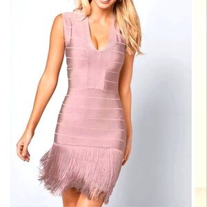 VENUS Pink Fringe Sleeveless Mini Dress